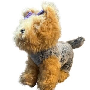 Stuffed Brown Silver Tan Yorkie Terrier Walmart 9 inches Realistic Stitched Eyes